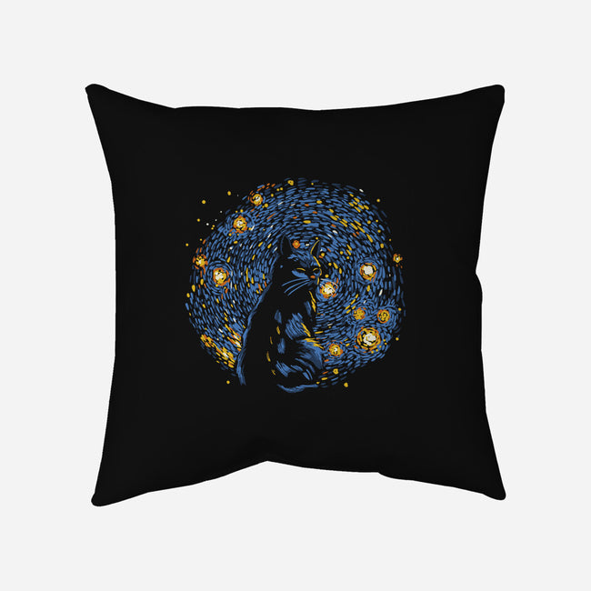 Starry Night Black Cat-None-Non-Removable Cover w Insert-Throw Pillow-tobefonseca