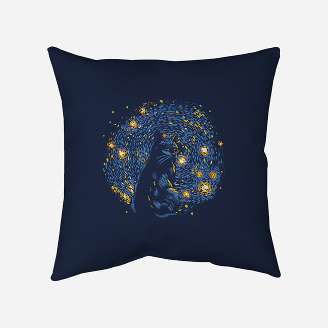 Starry Night Black Cat-None-Non-Removable Cover w Insert-Throw Pillow-tobefonseca