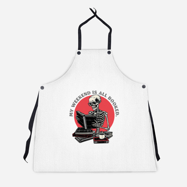 Weekend Reader-Unisex-Kitchen-Apron-glitchygorilla