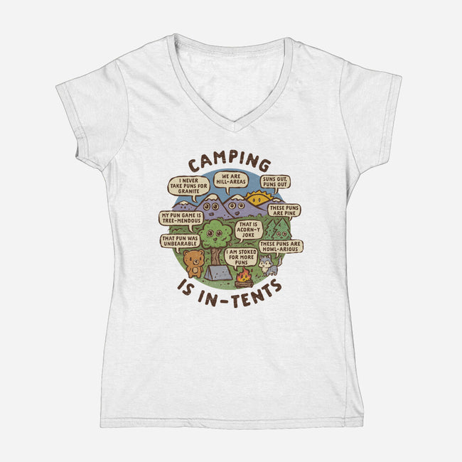 Camping Is In-Tents-Womens-V-Neck-Tee-kg07