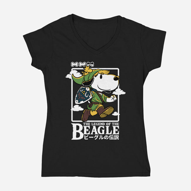 The Legend Of The Beagle-Womens-V-Neck-Tee-Studio Mootant