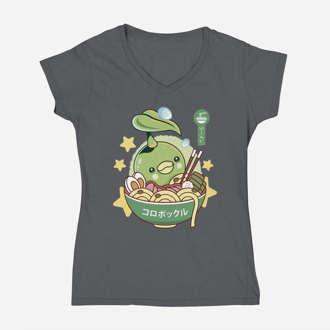 Korpokkur Ramen-Womens-V-Neck-Tee-LAGELANTEE