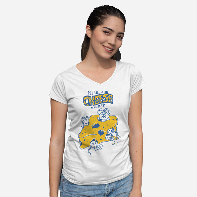 Cheese The Day-Womens-V-Neck-Tee-Henrique Torres