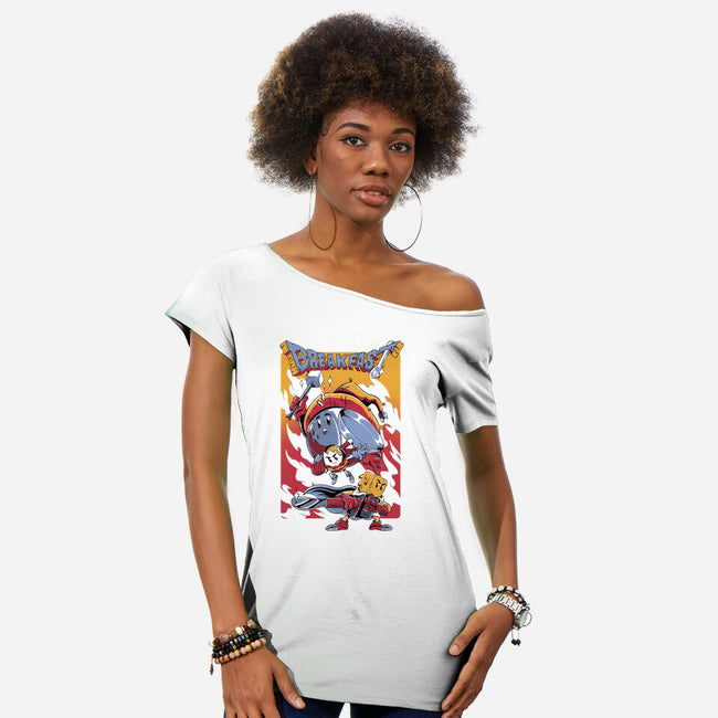 Breakfast Quest-Womens-Off Shoulder-Tee-Henrique Torres