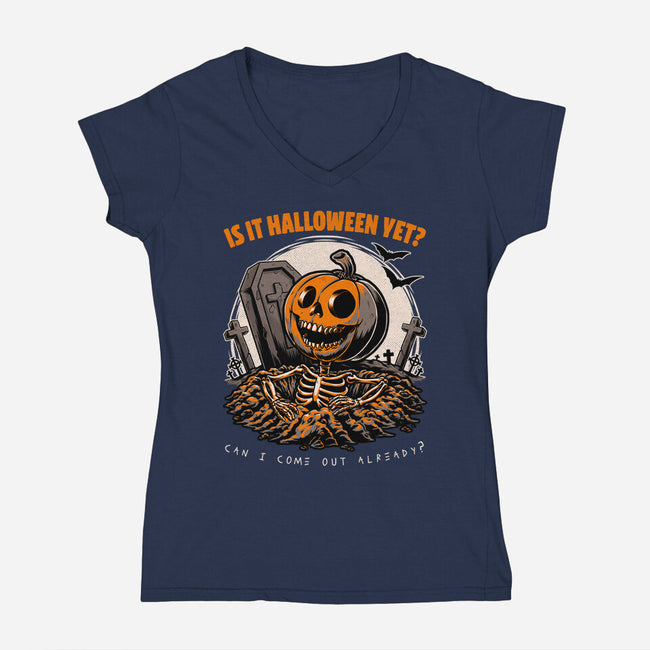 Halloween Approaches-Womens-V-Neck-Tee-Studio Mootant