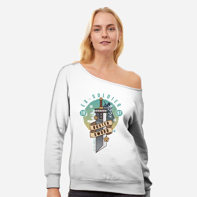 Cloud Buster Sword Emblem-Womens-Off Shoulder-Sweatshirt-LAGELANTEE