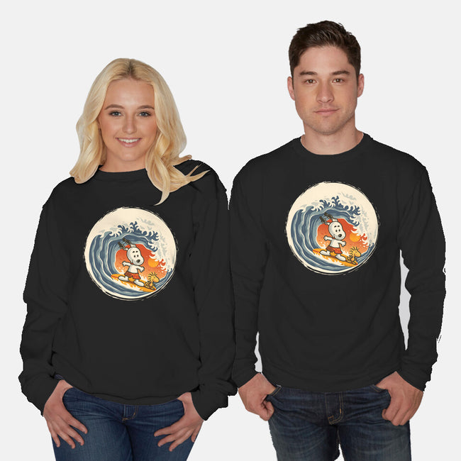 Surfing Beagle-Unisex-Crew Neck-Sweatshirt-erion_designs