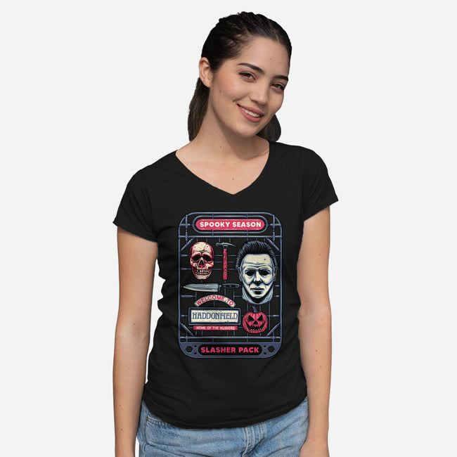 Slasher Kit-Womens-V-Neck-Tee-glitchygorilla