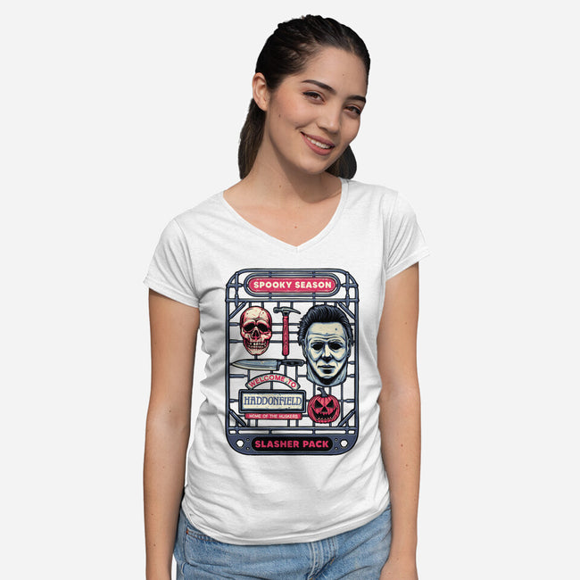 Slasher Kit-Womens-V-Neck-Tee-glitchygorilla