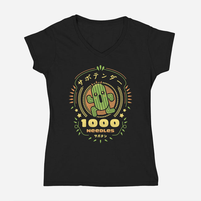 Cactuar Needles-Womens-V-Neck-Tee-LAGELANTEE