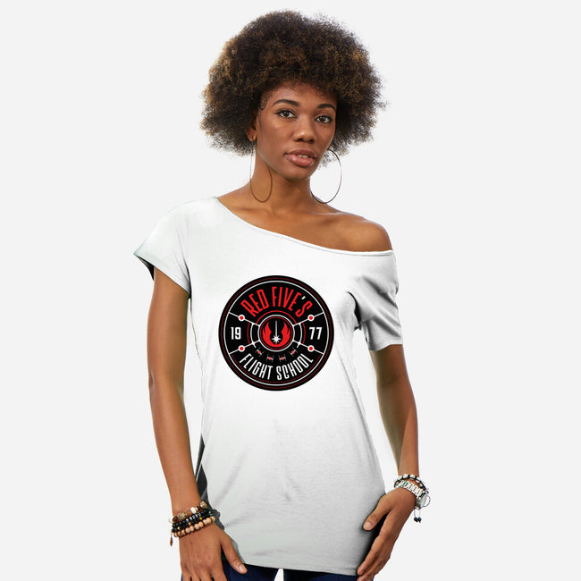 Red Five's Flight School-Womens-Off Shoulder-Tee-BadBox