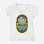 Chocobo Gold Beer Emblem-Womens-V-Neck-Tee-LAGELANTEE