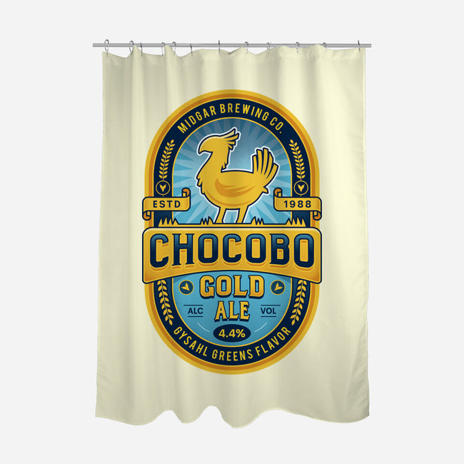 Chocobo Gold Beer Emblem-None-Polyester-Shower Curtain-LAGELANTEE