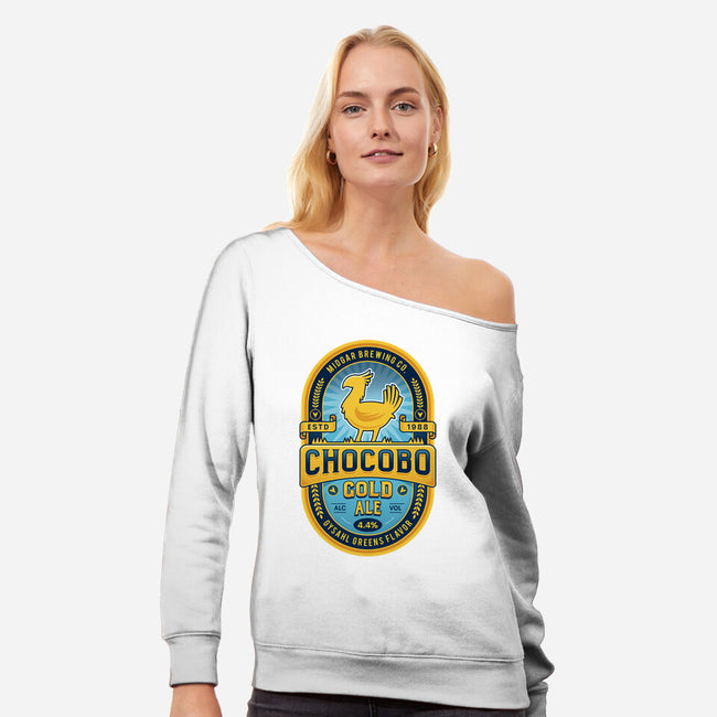 Chocobo Gold Beer Emblem-Womens-Off Shoulder-Sweatshirt-LAGELANTEE