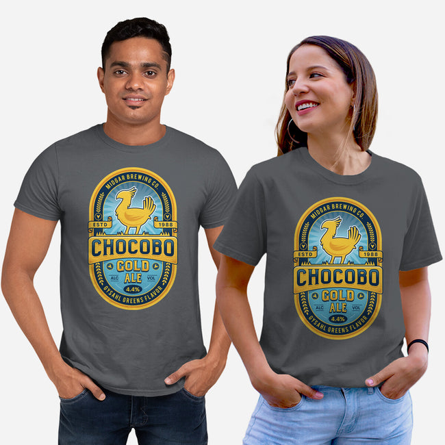 Chocobo Gold Beer Emblem-Unisex-Basic-Tee-LAGELANTEE