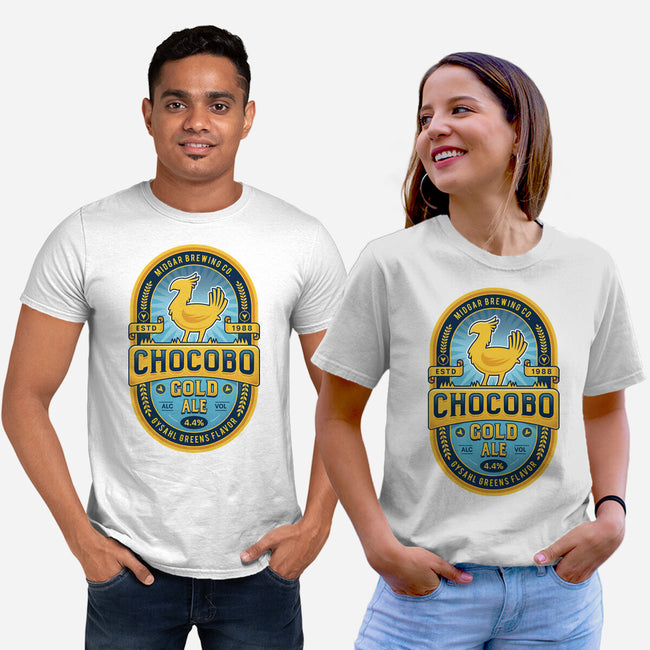 Chocobo Gold Beer Emblem-Unisex-Basic-Tee-LAGELANTEE