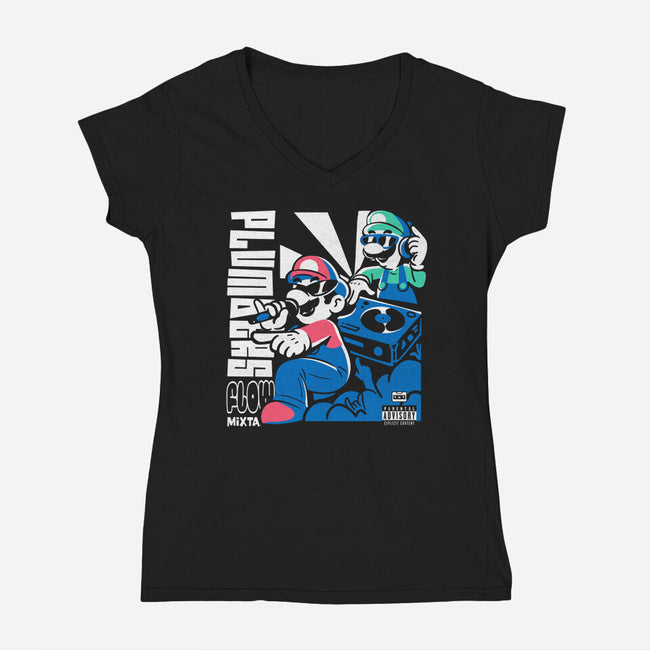 Plumbers Flow Mixtape-Womens-V-Neck-Tee-estudiofitas