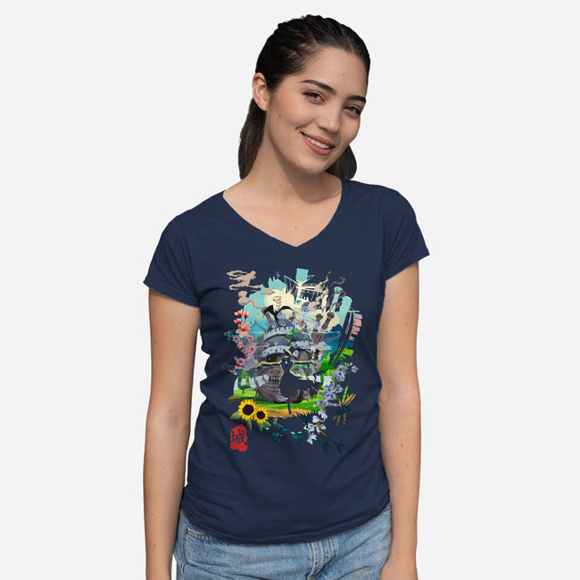 The Magic Castle-Womens-V-Neck-Tee-Arinesart