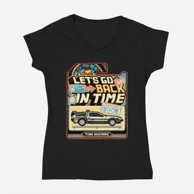 Time Machine Vehicle-Womens-V-Neck-Tee-glitchygorilla