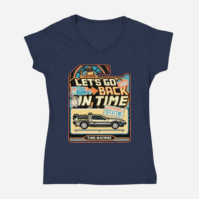 Time Machine Vehicle-Womens-V-Neck-Tee-glitchygorilla