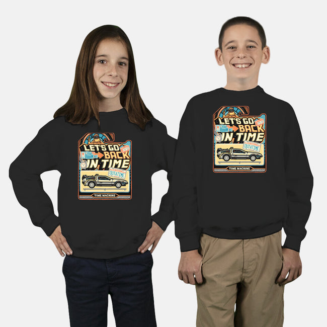 Time Machine Vehicle-Youth-Crew Neck-Sweatshirt-glitchygorilla