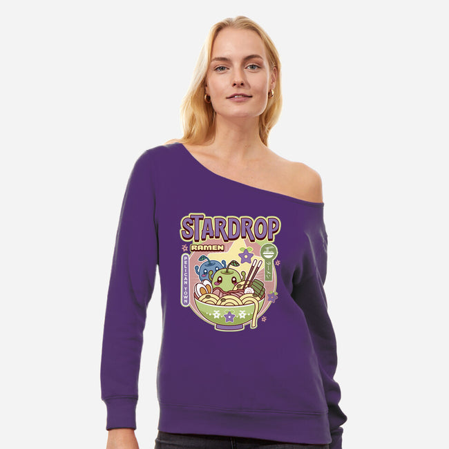 Junimos Ramen-Womens-Off Shoulder-Sweatshirt-LAGELANTEE