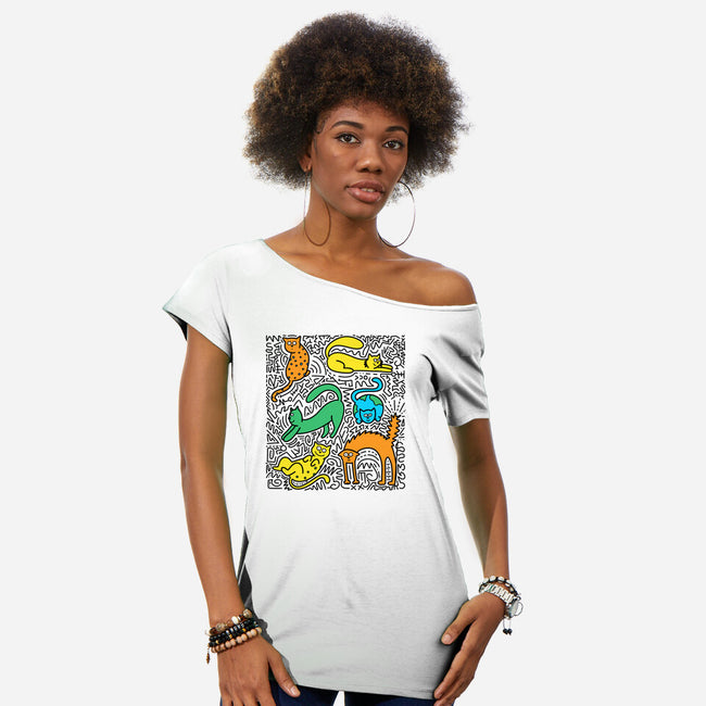 Kitty Haring-Womens-Off Shoulder-Tee-estudiofitas