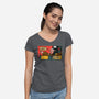 Airplane Slap-Womens-V-Neck-Tee-Raffiti