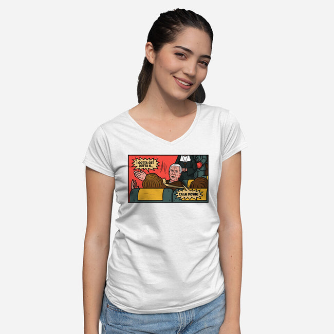 Airplane Slap-Womens-V-Neck-Tee-Raffiti