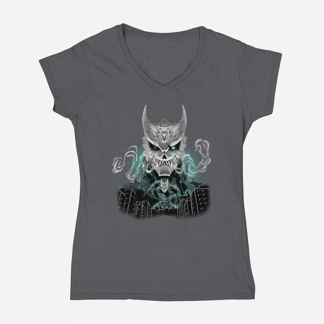 Kaiju No 8-Womens-V-Neck-Tee-Afire