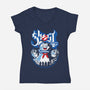 Papa Puft-Womens-V-Neck-Tee-arace