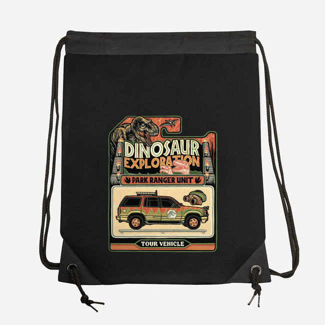 Dinosaur Exploration Vehicle-None-Drawstring-Bag-glitchygorilla