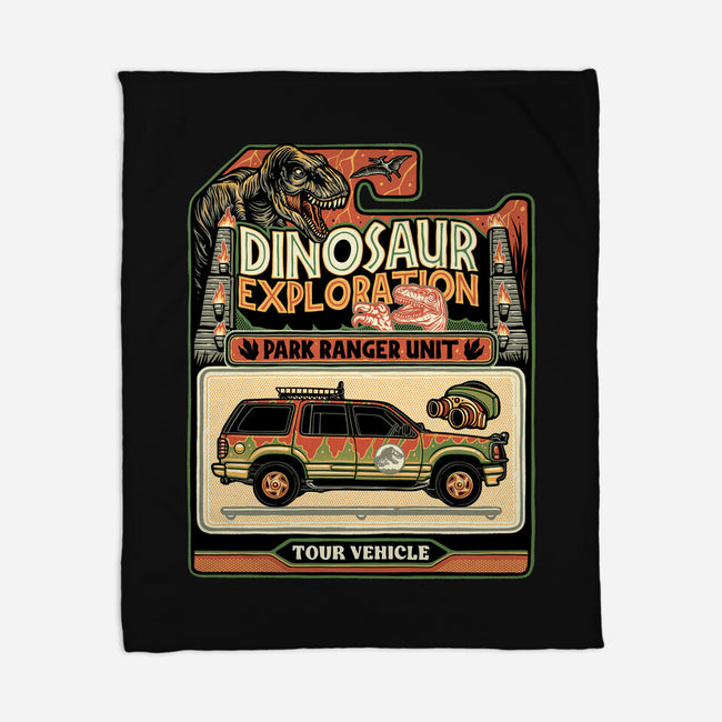 Dinosaur Exploration Vehicle-None-Fleece-Blanket-glitchygorilla