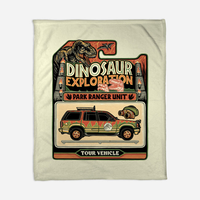 Dinosaur Exploration Vehicle-None-Fleece-Blanket-glitchygorilla