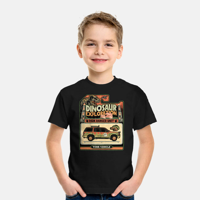 Dinosaur Exploration Vehicle-Youth-Basic-Tee-glitchygorilla