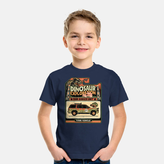 Dinosaur Exploration Vehicle-Youth-Basic-Tee-glitchygorilla