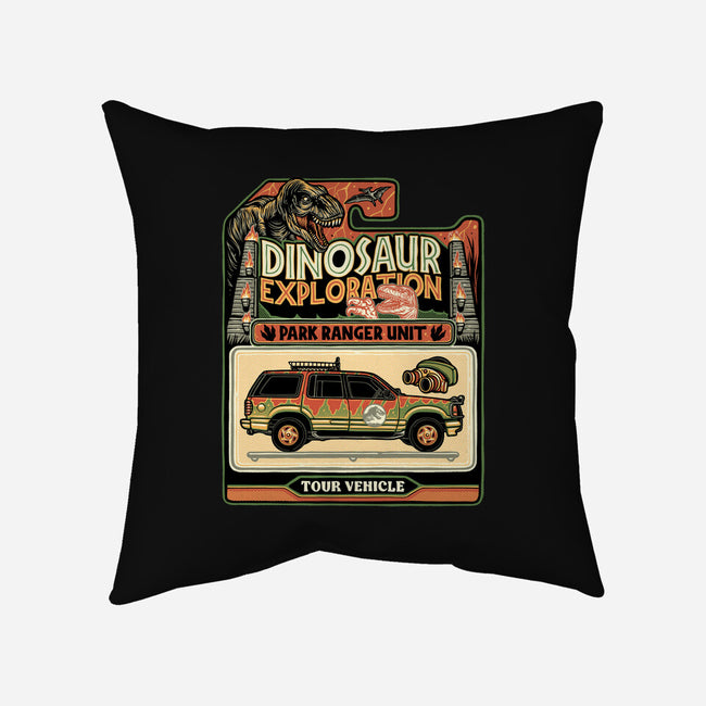 Dinosaur Exploration Vehicle-None-Removable Cover w Insert-Throw Pillow-glitchygorilla