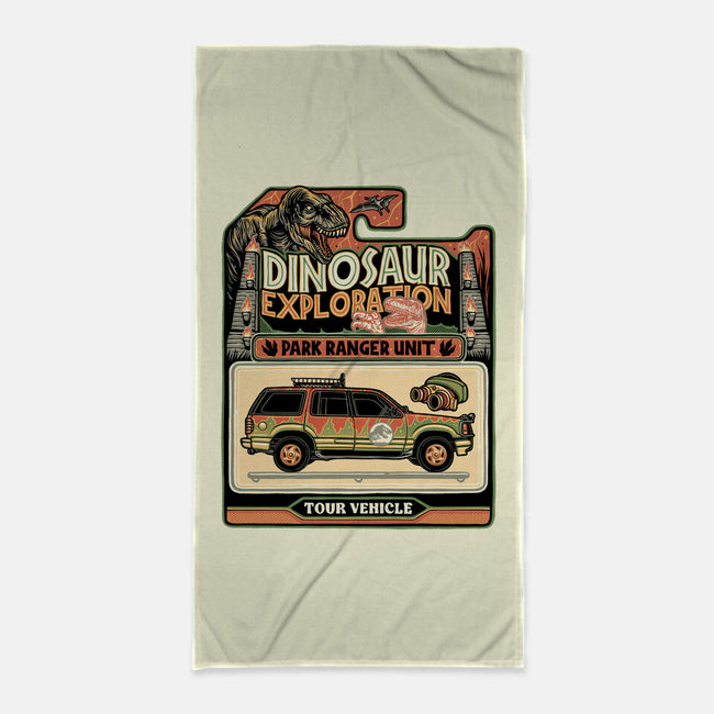 Dinosaur Exploration Vehicle-None-Beach-Towel-glitchygorilla