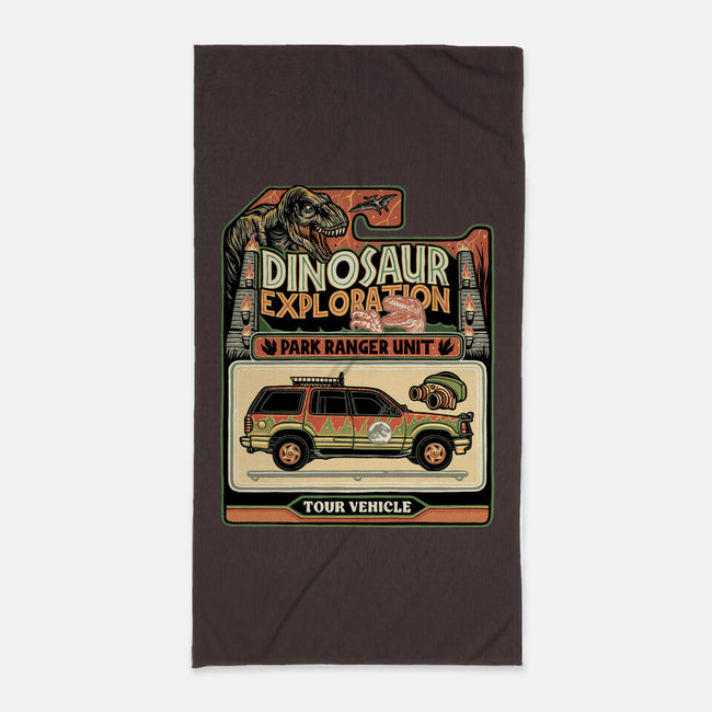 Dinosaur Exploration Vehicle-None-Beach-Towel-glitchygorilla