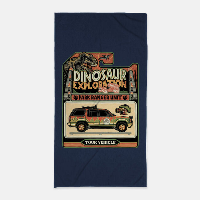 Dinosaur Exploration Vehicle-None-Beach-Towel-glitchygorilla