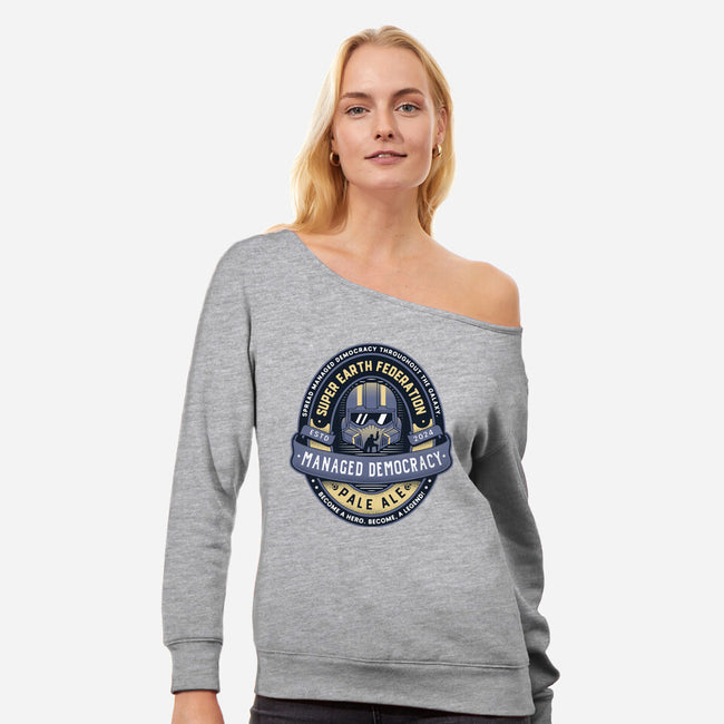 Democracy Exo Patriot Mech-Womens-Off Shoulder-Sweatshirt-LAGELANTEE