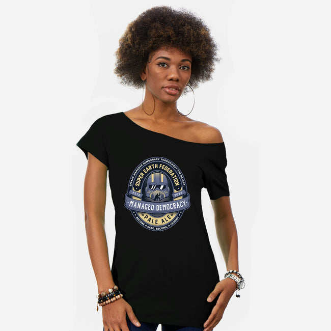 Democracy Exo Patriot Mech-Womens-Off Shoulder-Tee-LAGELANTEE