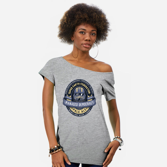 Democracy Exo Patriot Mech-Womens-Off Shoulder-Tee-LAGELANTEE