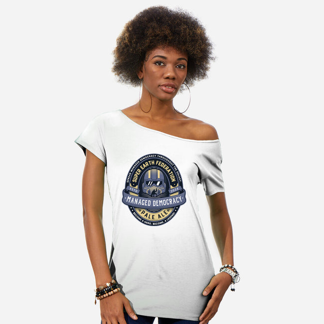 Democracy Exo Patriot Mech-Womens-Off Shoulder-Tee-LAGELANTEE