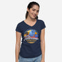 Tatooine Sunscreen-Womens-V-Neck-Tee-Wheels