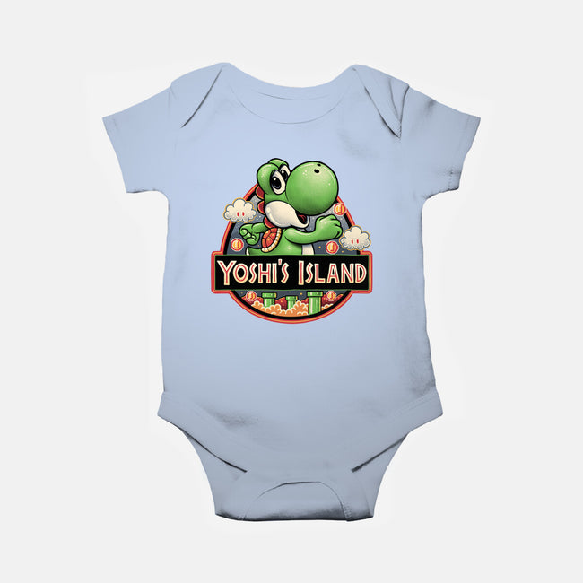 Green Dinosaur Island-Baby-Basic-Onesie-glitchygorilla