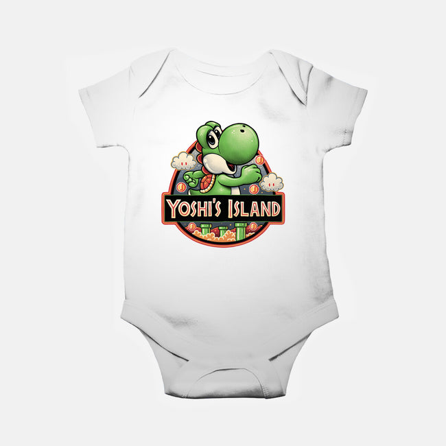 Green Dinosaur Island-Baby-Basic-Onesie-glitchygorilla