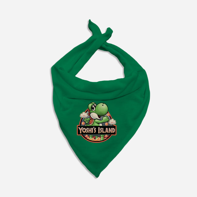 Green Dinosaur Island-Cat-Bandana-Pet Collar-glitchygorilla