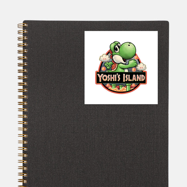 Green Dinosaur Island-None-Glossy-Sticker-glitchygorilla