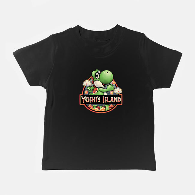 Green Dinosaur Island-Baby-Basic-Tee-glitchygorilla